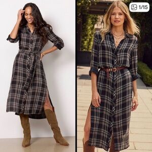 Cloth & Stone long sleeve belted duster dress